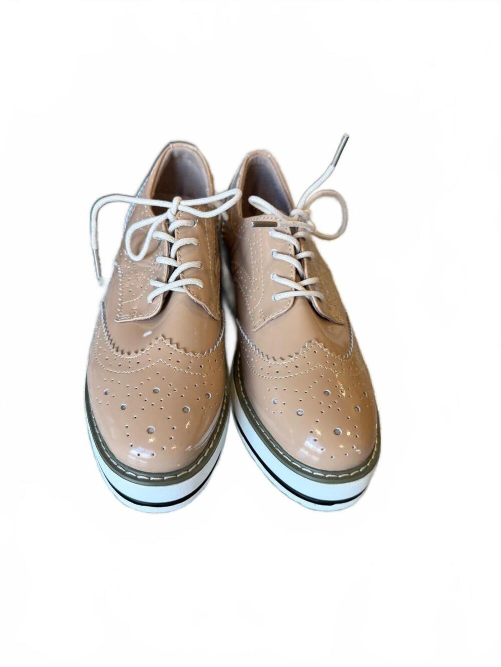 Dadawen Tan Patent Leather Wingtip Platform Oxford Shoes Women's EU 40 / US 9 - Picture 2 of 6